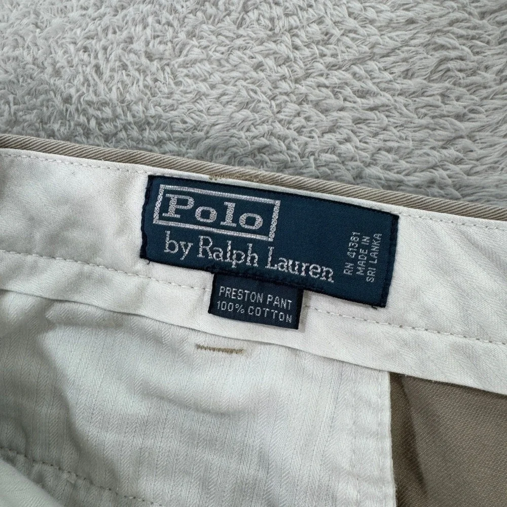Polo Ralph Lauren Preston Pant Men 38x32 Khaki Tan Cotton Chino Trousers Classic